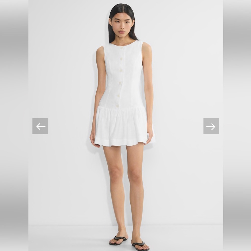 Aritzia Wilfred SNAPDRAGON LINEN DRESS white- 10